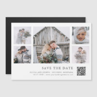 Rustic Chic Multi Foto Grid QR Code Save the Date