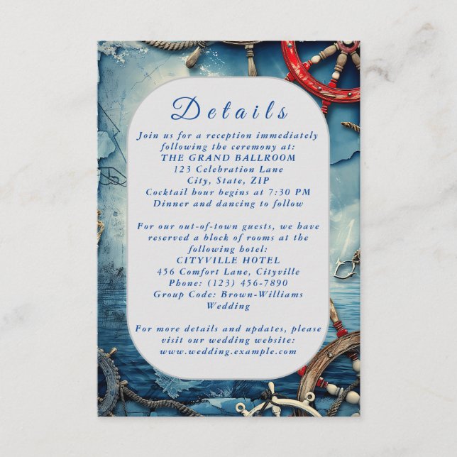 Rustic Chic Nautical Wedding Card Begleitkarte (Vorderseite)