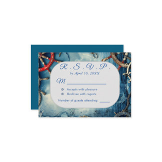 Rustic Chic Nautical Wedding RSVP Card