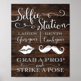 Rustic Chic SELFIE STATION GRAB A PROP Sign Print Poster