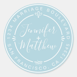 Rustic Chic Wedding Monogram Rücksendeadresse Blue Runder Aufkleber