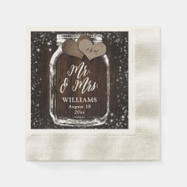 Rustic Chic Wood Mason Jar Mr & Mrs Wedding Serviette