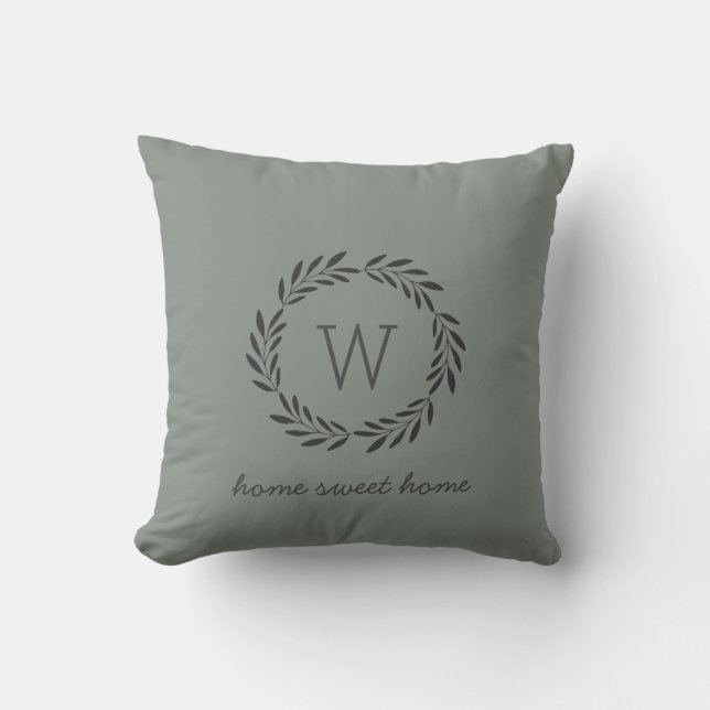Rustic Chic Zuhause Sweet Zuhause Monogram Pillow Kissen (Vorderseite)