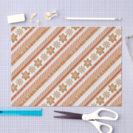 Rustic Christmas Candy Cane & Gingerbread Pattern Seidenpapier