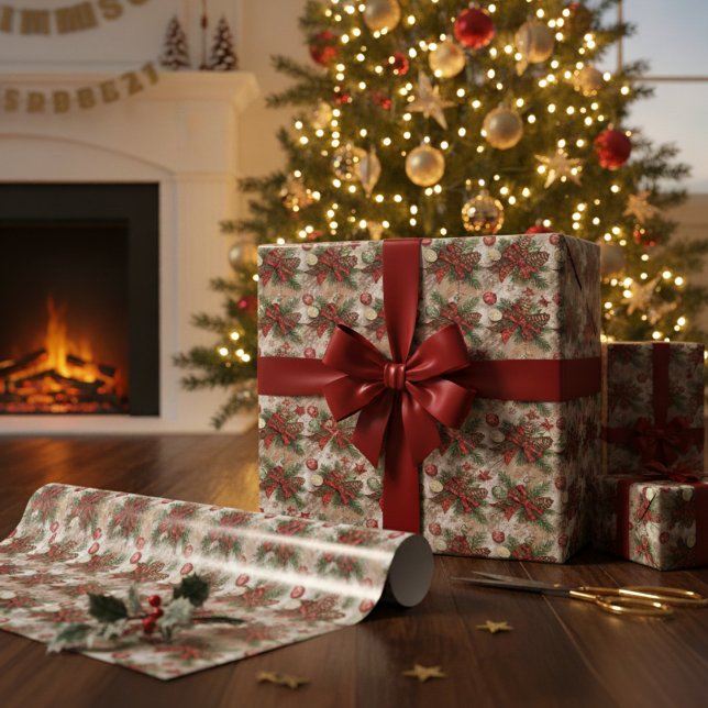 Rustic Christmas Farmhouse Cozy Holiday  Geschenkpapier (Von Creator hochgeladen)