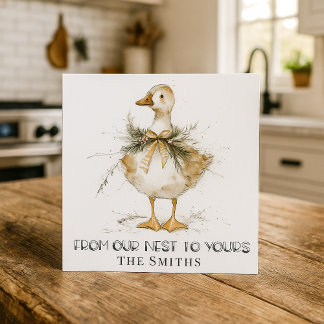 Rustic Christmas Goose Duck Card Feiertagskarte