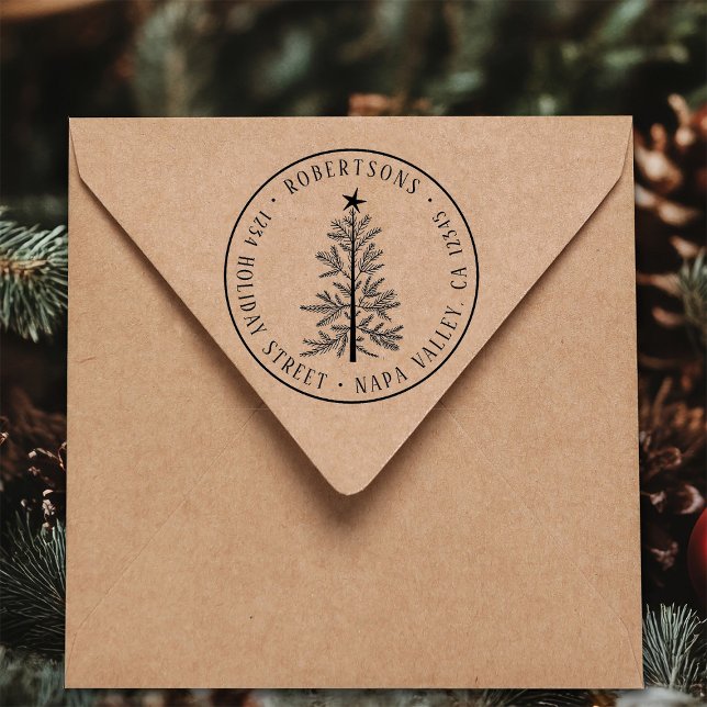 Rustic Christmas Pine Tree Return Address          Permastempel (Von Creator hochgeladen)