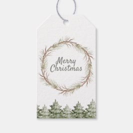 Rustic Christmas Pine Wreath and Greenery Geschenkanhänger