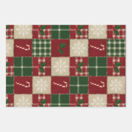 Rustic Christmas Quilt Plaid Geschenkpapier Set