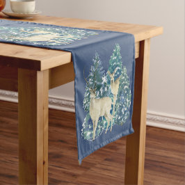 Rustic Christmas Snowy Forest Deer Decor For Home Kurzer Tischläufer