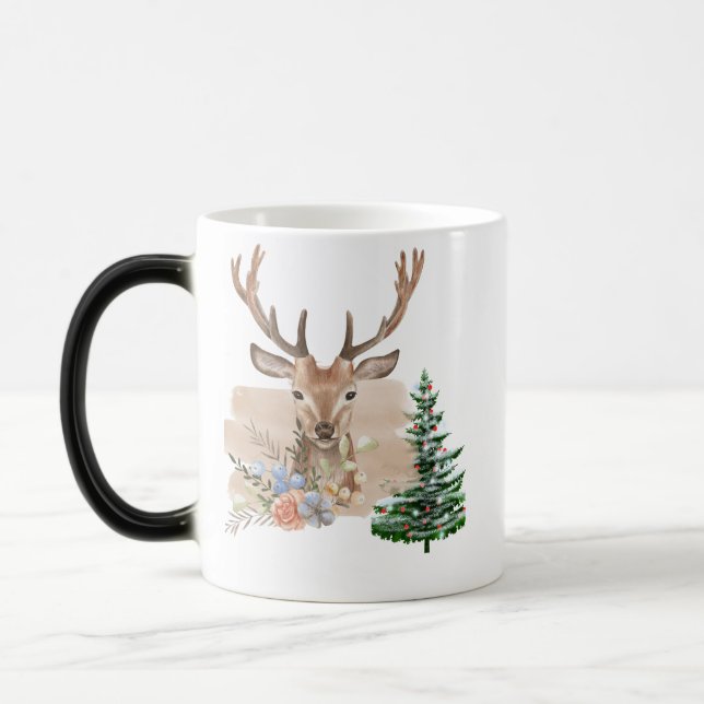 Rustic Christmas Tree with Brown-Beige Watercolor  Verwandlungstasse (Links)