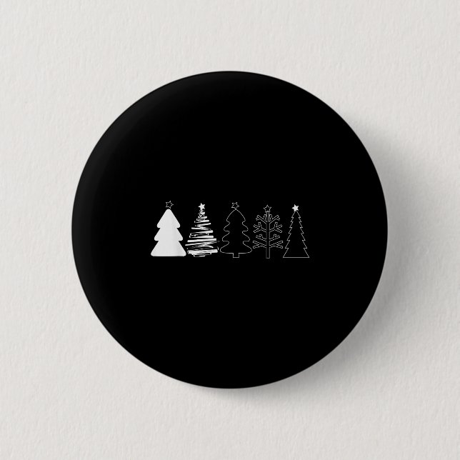 Rustic Christmas Trees Winter Forest Minimalist  Button (Vorderseite)