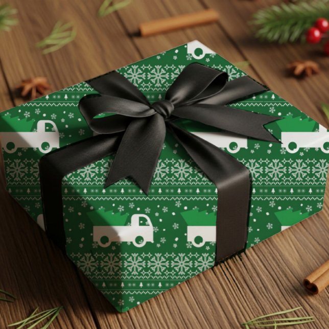 Rustic Christmas Truck Wrapping Paper Geschenkpapier (Von Creator hochgeladen)