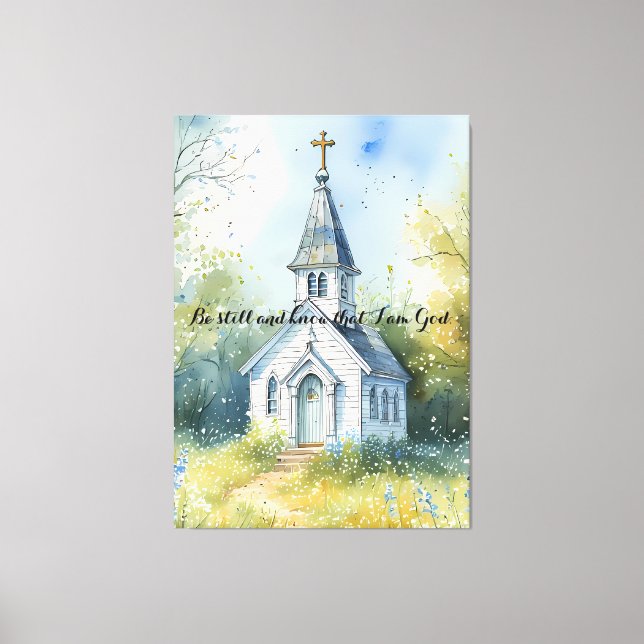 Rustic Church Path in Wildflower Meadow Editable Leinwanddruck (Vorderseite)