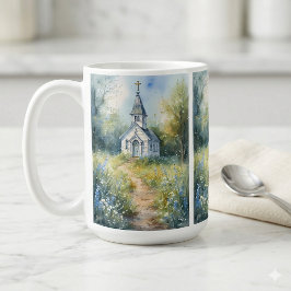 Rustic Church Path in Wildflower Meadow Kaffeetasse