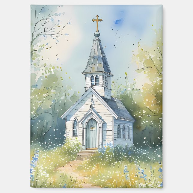 Rustic Church Path in Wildflower Meadow Magnet (Vorderseite)