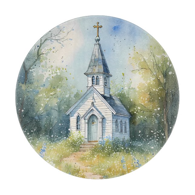 Rustic Church Path in Wildflower Meadow Schneidebrett (Vorderseite)