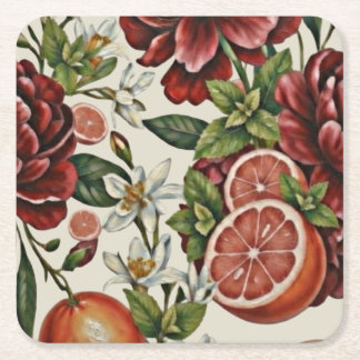 Rustic Citrus Floral summer  Bridal Shower Rechteckiger Pappuntersetzer
