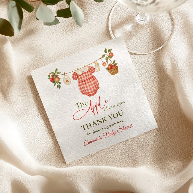Rustic Clothesline Apple Locally Grown Baby Shower Serviette (Von Creator hochgeladen)