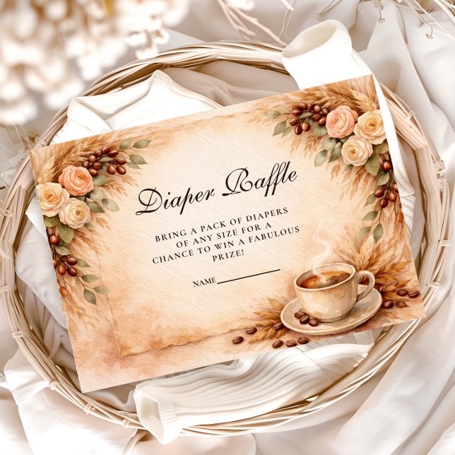 Rustic Coffee Baby Shower Diapper Raffle Begleitkarte (Von Creator hochgeladen)