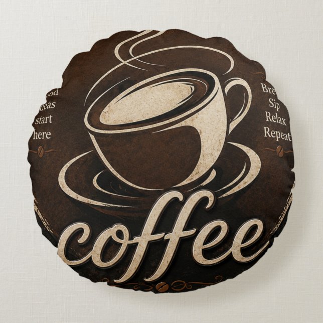 Rustic Coffee Bar Decor Gift Rundes Kissen (Vorderseite)
