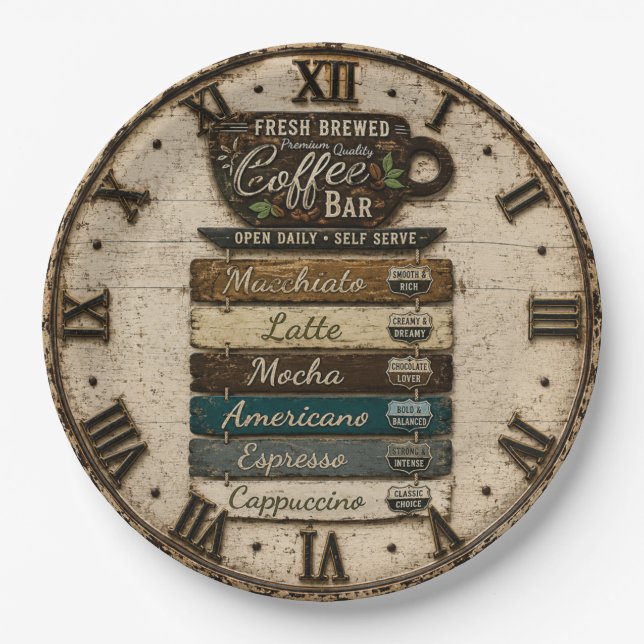 Rustic Coffee Bar Kitchen Farmhouse  Decor  Pappteller (Vorderseite)