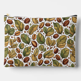 Rustic Coffee Bean & Leaf Pattern Print Cut Sew Ba Zubehörtasche