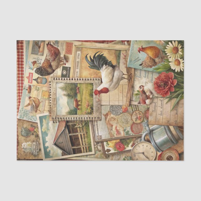 Rustic Collage Barn and Country Ephemera Crafting Seidenpapier (Vorderseite)