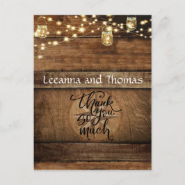 Rustic Compass Rose Wood Vielen Dank Postcard Postkarte