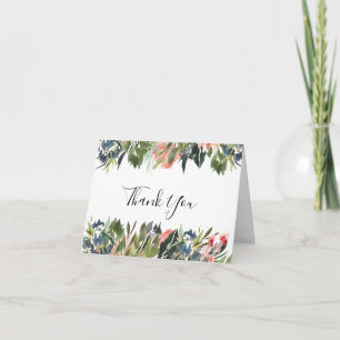 Rustic Coral Floral Mariage Photo Carte de remerci