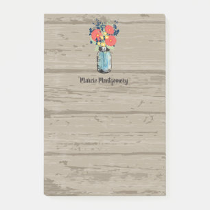Rustic Coral Gerber Daisy Mason Jar personalize Post-it Klebezettel