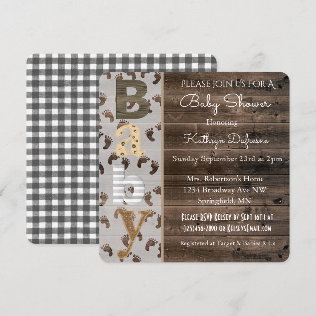 Rustic Country Baby Dusche Einladung (Vorne/Hinten)