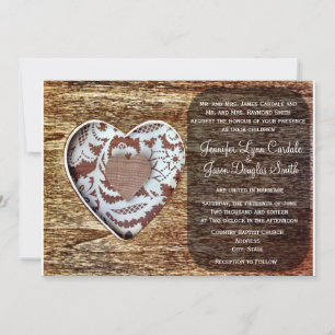 Rustic Country Barn Dentelle de bois Invitation au