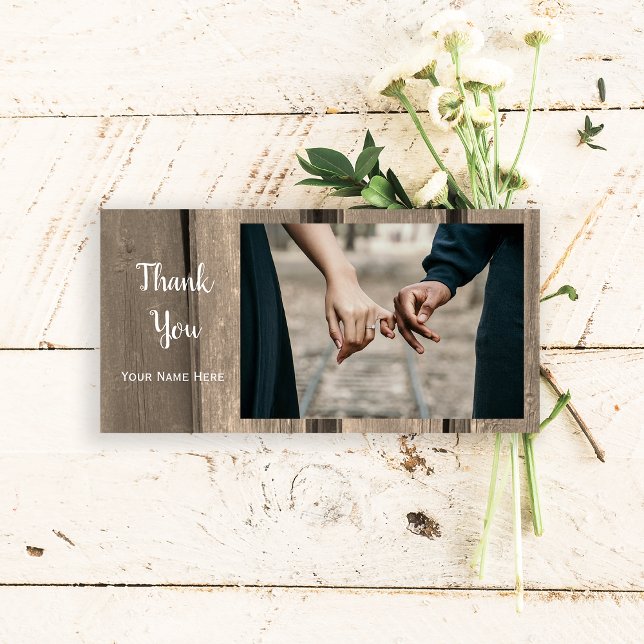Rustic Country Barn Wood Vielen Dank Dankeskarte (Say thanks after your rustic barn party wedding or shower with this charming thank you photocard.)