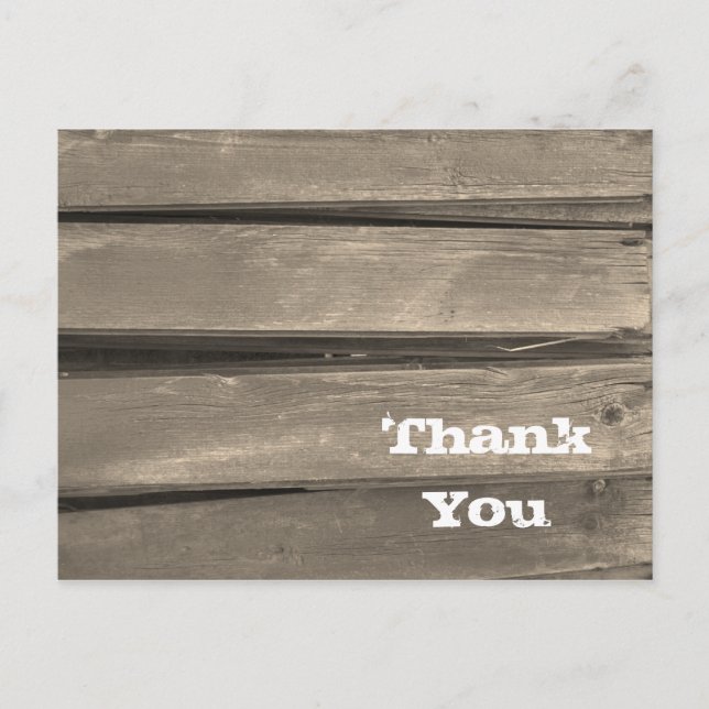 Rustic Country Barn Wood Vielen Dank Postkarte (Vorderseite)