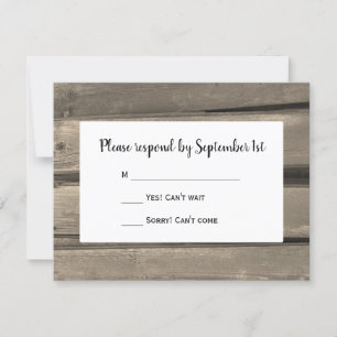 Rustic Country Barn Wood Wedding RSVP Card Karte