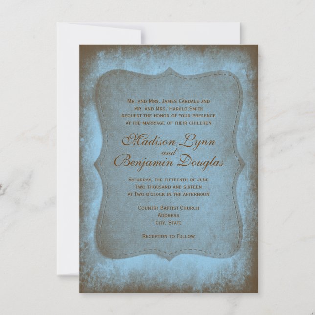 Rustic Country Bouddy Blue Wedding Invitations (Devant)
