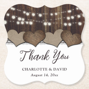 Rustic Country Burlap Barn Wedding Vielen Dank Untersetzer
