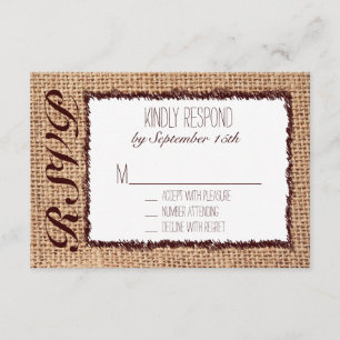 Rustic Country Burlap Imprimer Mariage Cartes RSVP