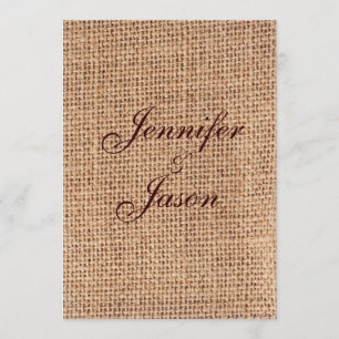 Rustic Country Burlap Invitations de mariage