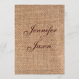 Rustic Country Burlap Invitations de mariage