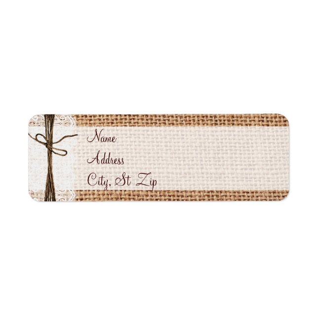 Rustic Country Burlap Lace Twine Address Labels (Vorne)