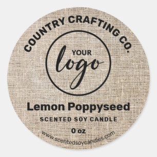 Rustic Country Burlap Soy Candle Étiquette