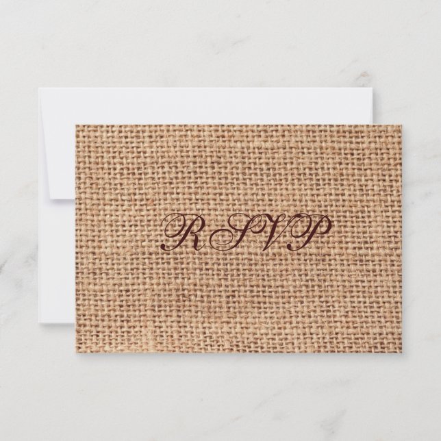 Rustic Country Burlap Wedding RSVP Cards (Vorderseite)
