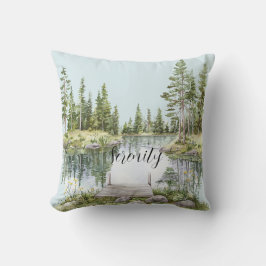 Rustic Country Calm Lake Green Trees Kissen