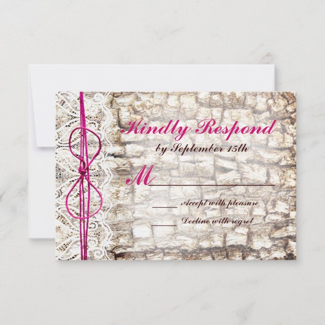 Rustic Country Camo Pink Bow Wedding RSVP (Devant)