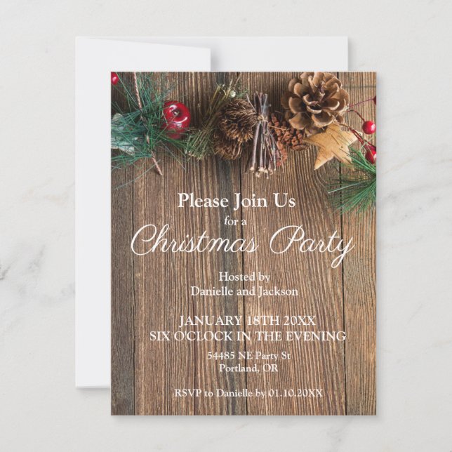 Rustic Country Christmas Party Invitation (Devant)