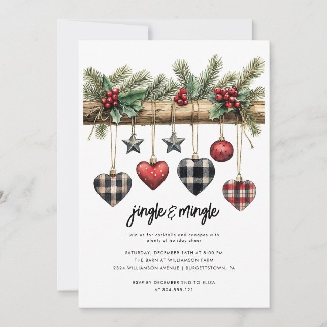 Rustic Country Christmas Party Invitation (Devant)