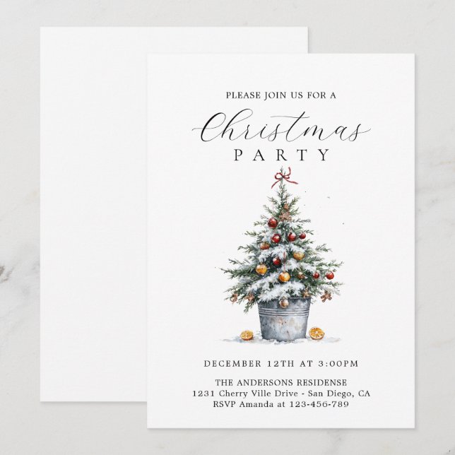 Rustic Country Christmas Party Invitation (Devant / Derrière)