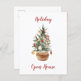 Rustic Country Christmas Tree Open House Party Postkarte